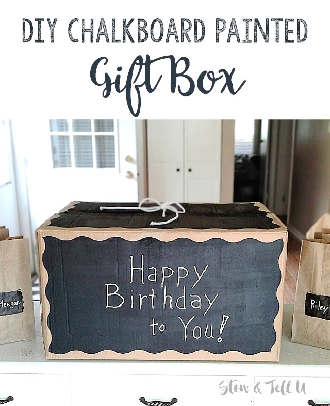DIY Chalkboard Painted Cardboard Box Gift Box | DIY Gift Box | stowandtellu.com