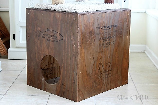 How to build a crate style wood cat cubby | stowandtellu