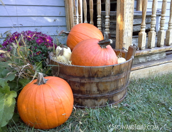 fall-display-barrel-pumpkins