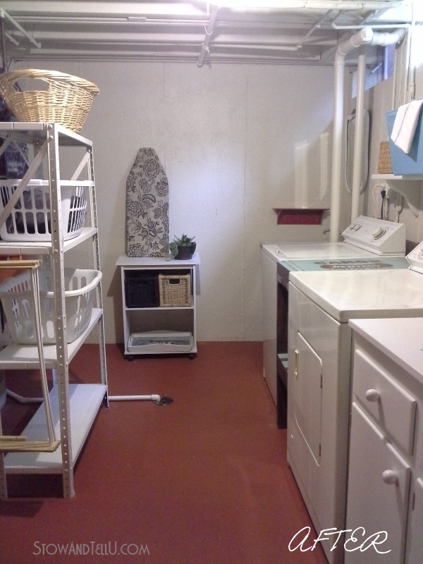 Unfinished Basement Laundry Room updated with paint