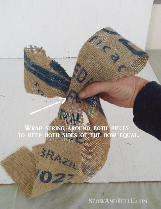 Tutorial on how to make a coffee sack bow