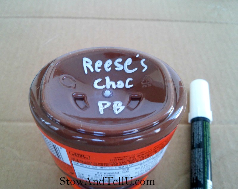 Step 1)  Write the name of the nut butter on the bottom of the jar with a paint pen.