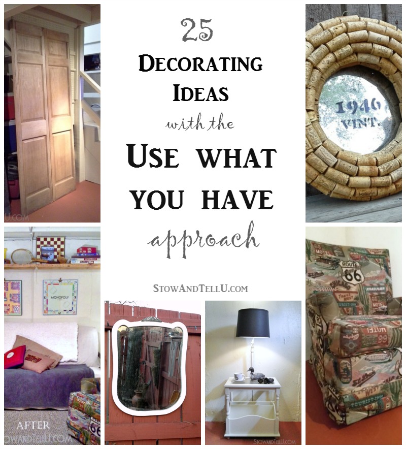 Ein Keller-Makeover mit einer gestrichenen, freiliegenden Decke, einem gestrichenen Boden und 25 "Benutzen Sie, was Sie haben"-Dekorationsideen für die Möbel und das Dekor - StowandTellU.com"use what you have" decorating ideas for the furniture and decor - StowandTellU.com