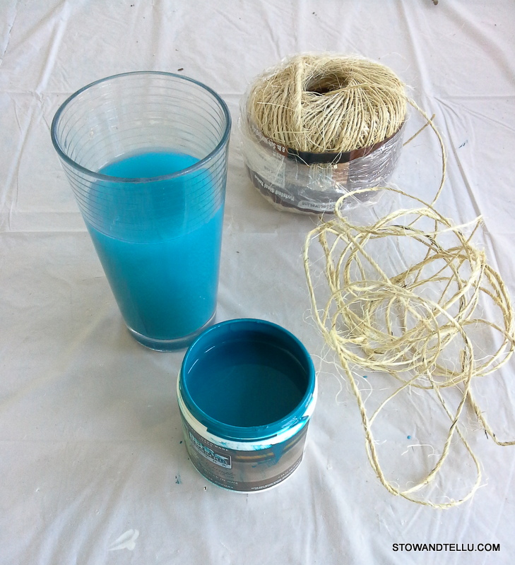 How to dye sisal-jute twine with paint to use for gift wrap, crafts, weddings, ornaments and more - StowAndTellU.com