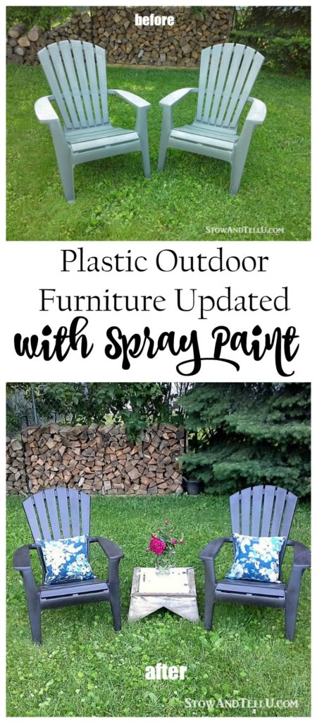 Refreshing outdoor plastic furniture with spray paint - and a tip for an easy spray paint booth StowandTellU.com