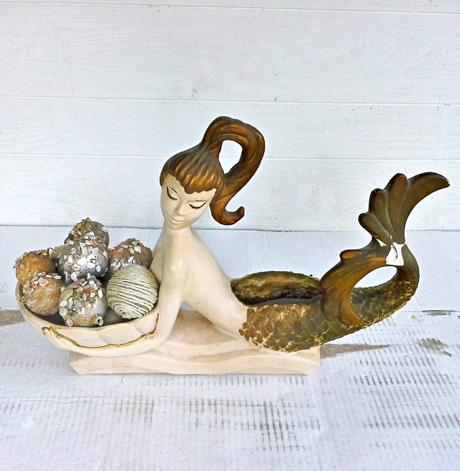 Antique vintage mermaid statue - StowAndTellU.com