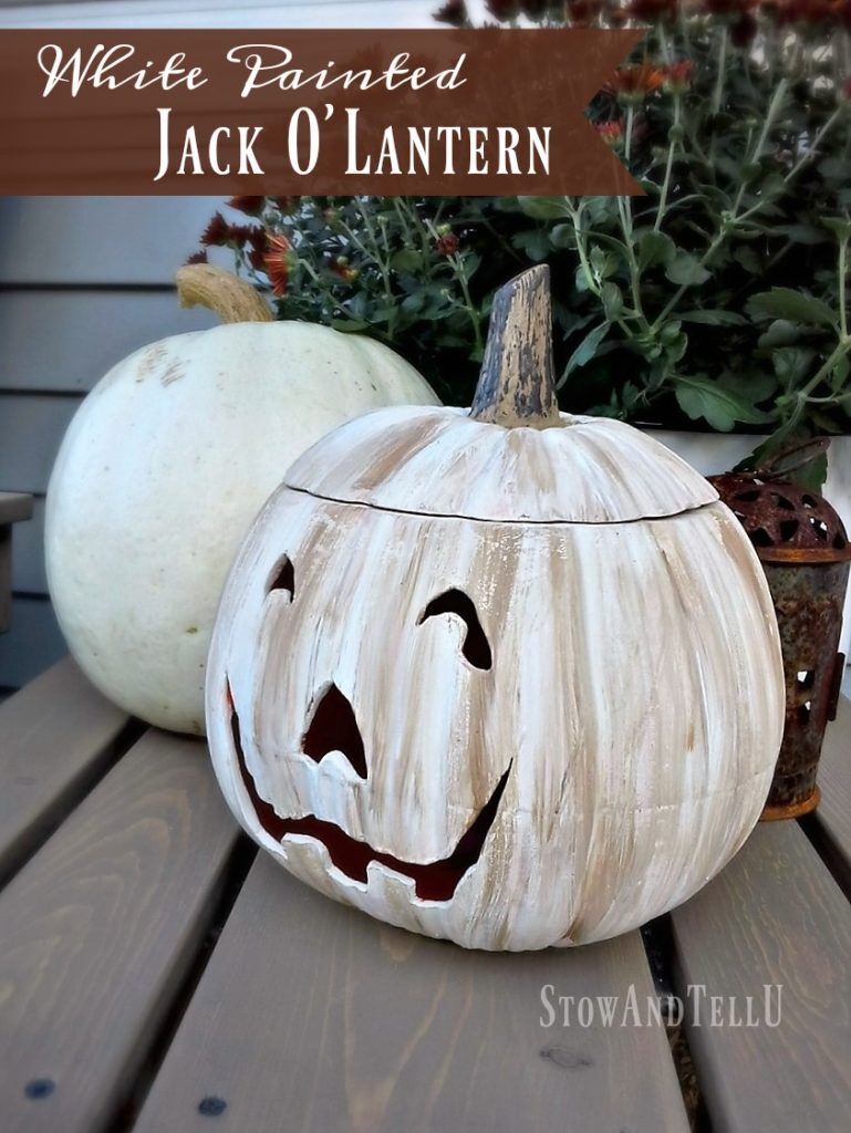 DIY White Painted Jack o Lantern | StowandTellU