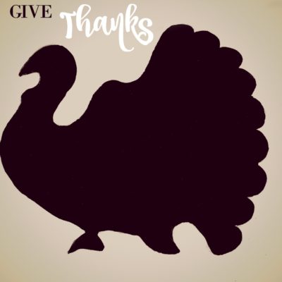 Give Thanks Turkey Silhouette Printable and Labels