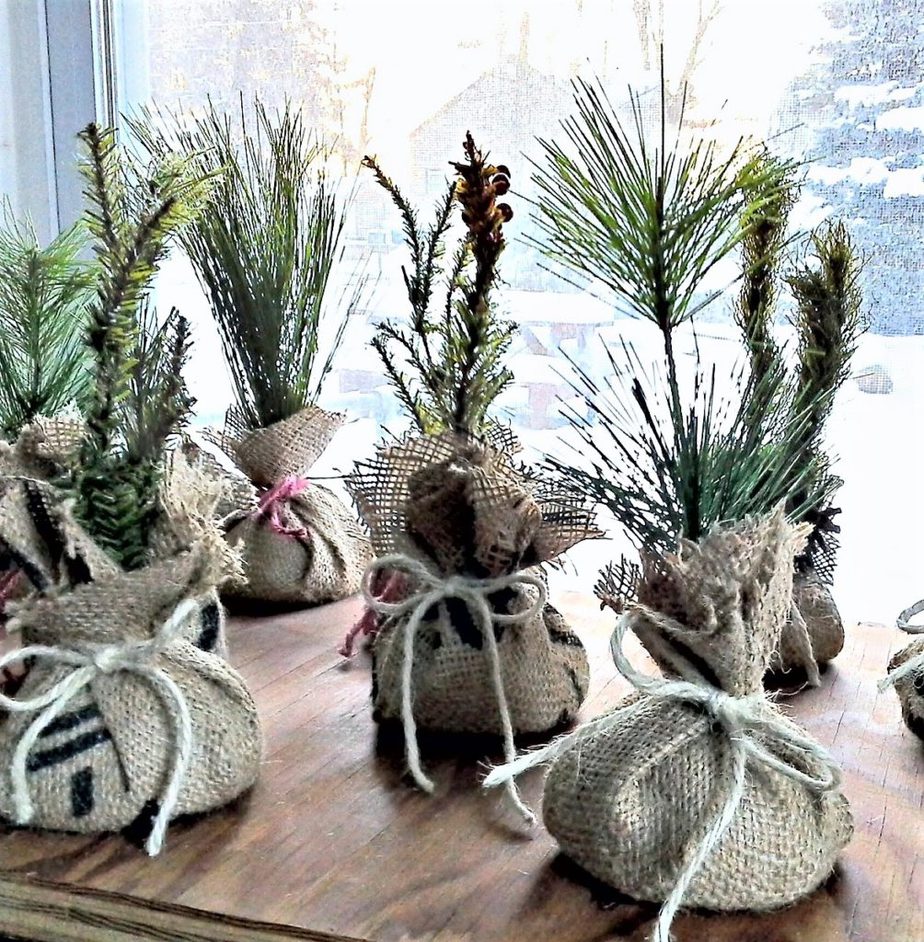 Mini faux seedlings from upcycled Christmas pine tree decor | StowandTellU.com