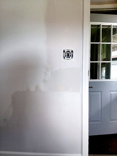Gray paint samples on wall