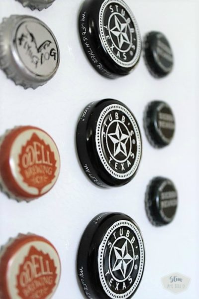 Upcycled beer and barbecue sauce bottle cap magnets | stownadtellu.com