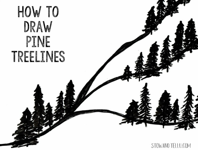 Pine Tree Drawing Lesson | stowandtellu.com