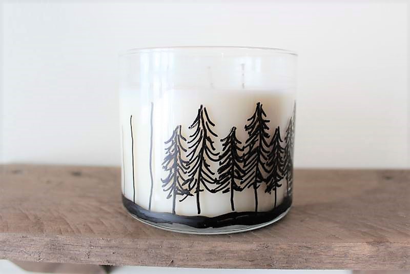 Cabin Fever Craft: DIY Pine Treeline Drawing Jar Candles