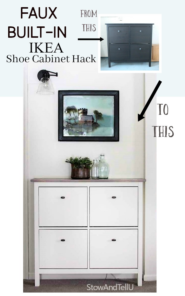 Ikea Shoe Cabinet Hack As Faux Built In Hallway Storage