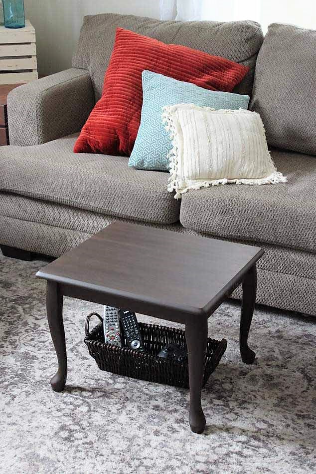 End Table Upcycled as DIY Small space coffee table | Stowandtellu.com