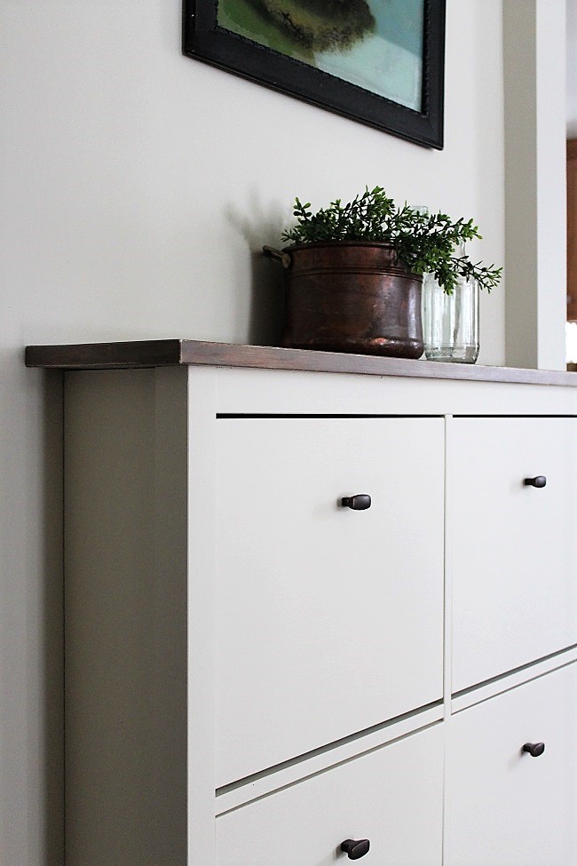 Ikea Shoe Cabinet Hack As Faux Built In Hallway Storage