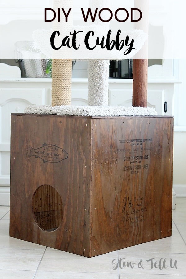 Crate Style DIY Wooden Cat Cubby | stowandtellu