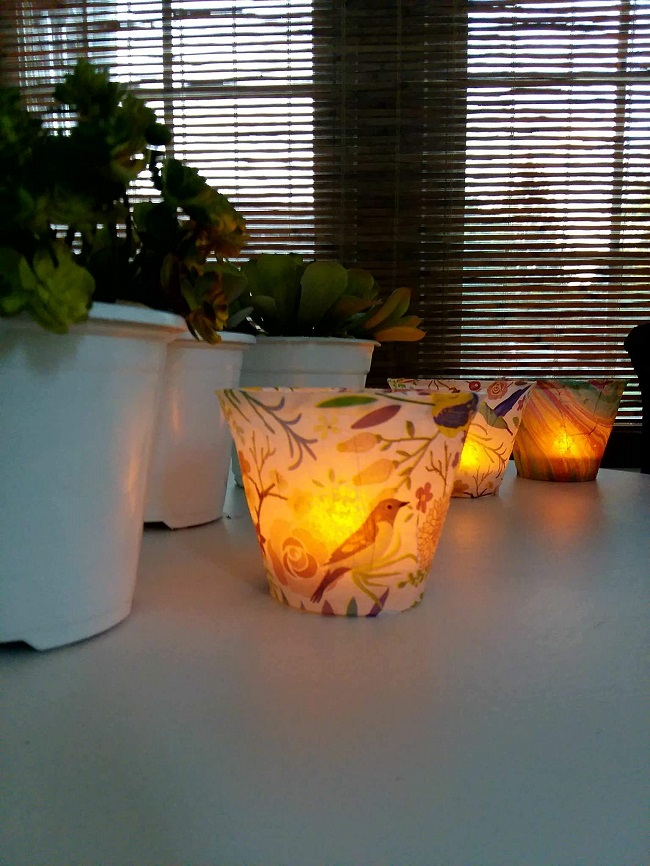 Diy decoupage tissue paper lights | stowandtellu.com