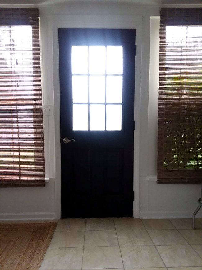 Black Painted Grille Door | 10 Steps for Painting Grid Doors and Frosting Glass Window Lites