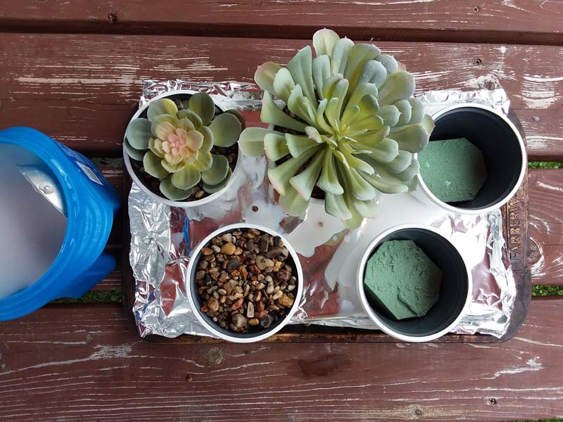 Potting Faux Succulents with diy gravel glue | How to make diy gravel glue | stowandtellu.com