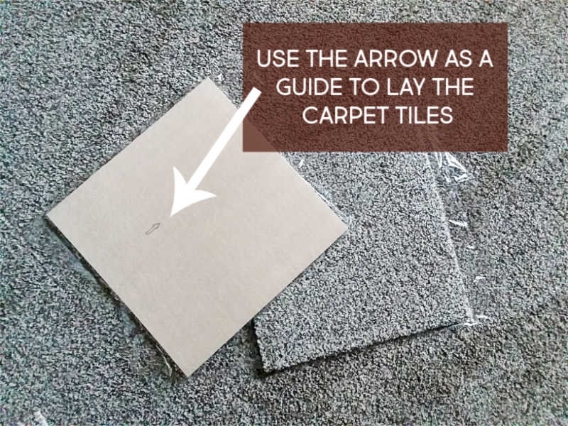 Use the Arrow on back of carpet tile for easy installation