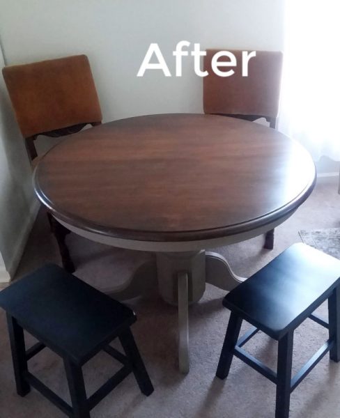 Refinishing Wood Dining Table with dark gel stain