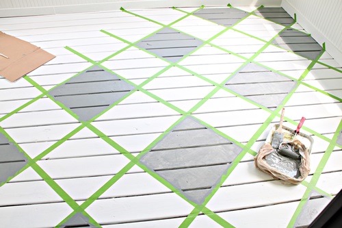 checkerboard pattern painted onto the floor