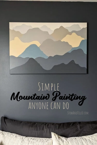 Simple Mountain Painting in Blue, Gray, and Tan