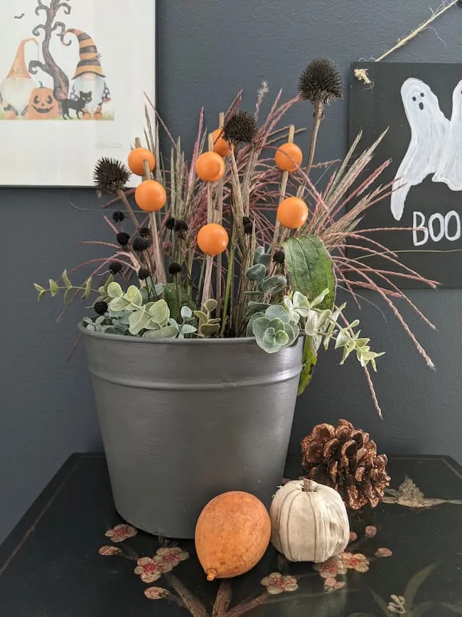 DIY Wood Bead Pumpkin Stems Fall Planter
