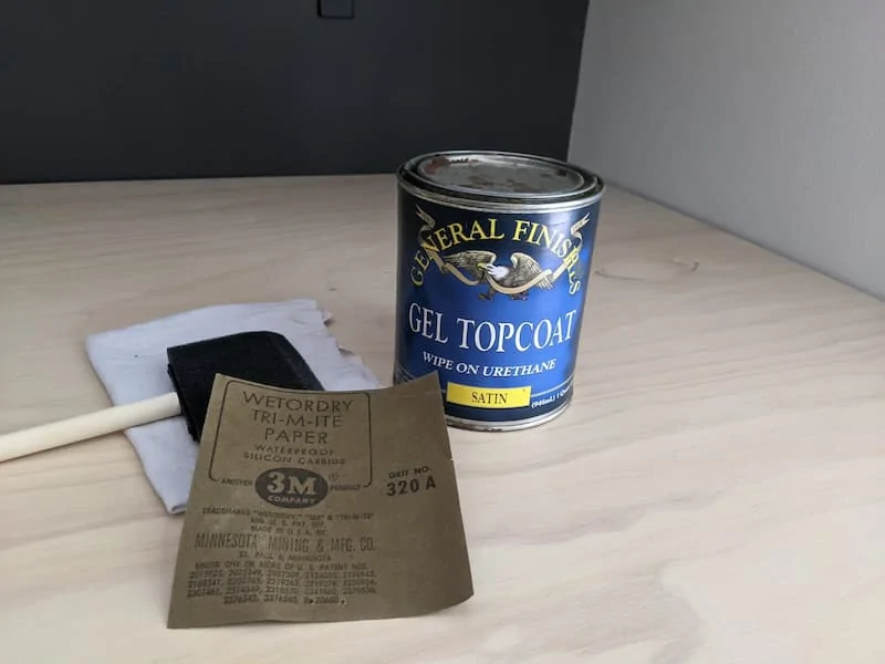 General Finishes Gel Top Coat, sandpaper