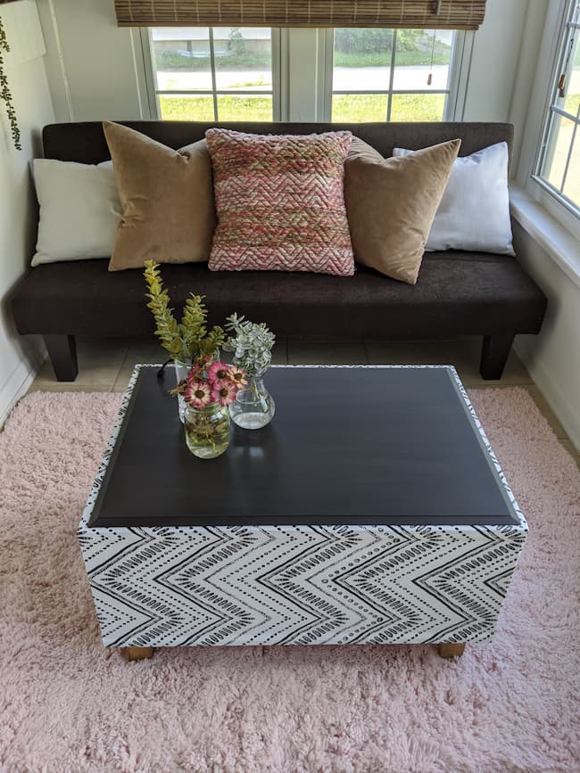 Upcycled Kitchen Cabinet Storage bench and Coffee Table
